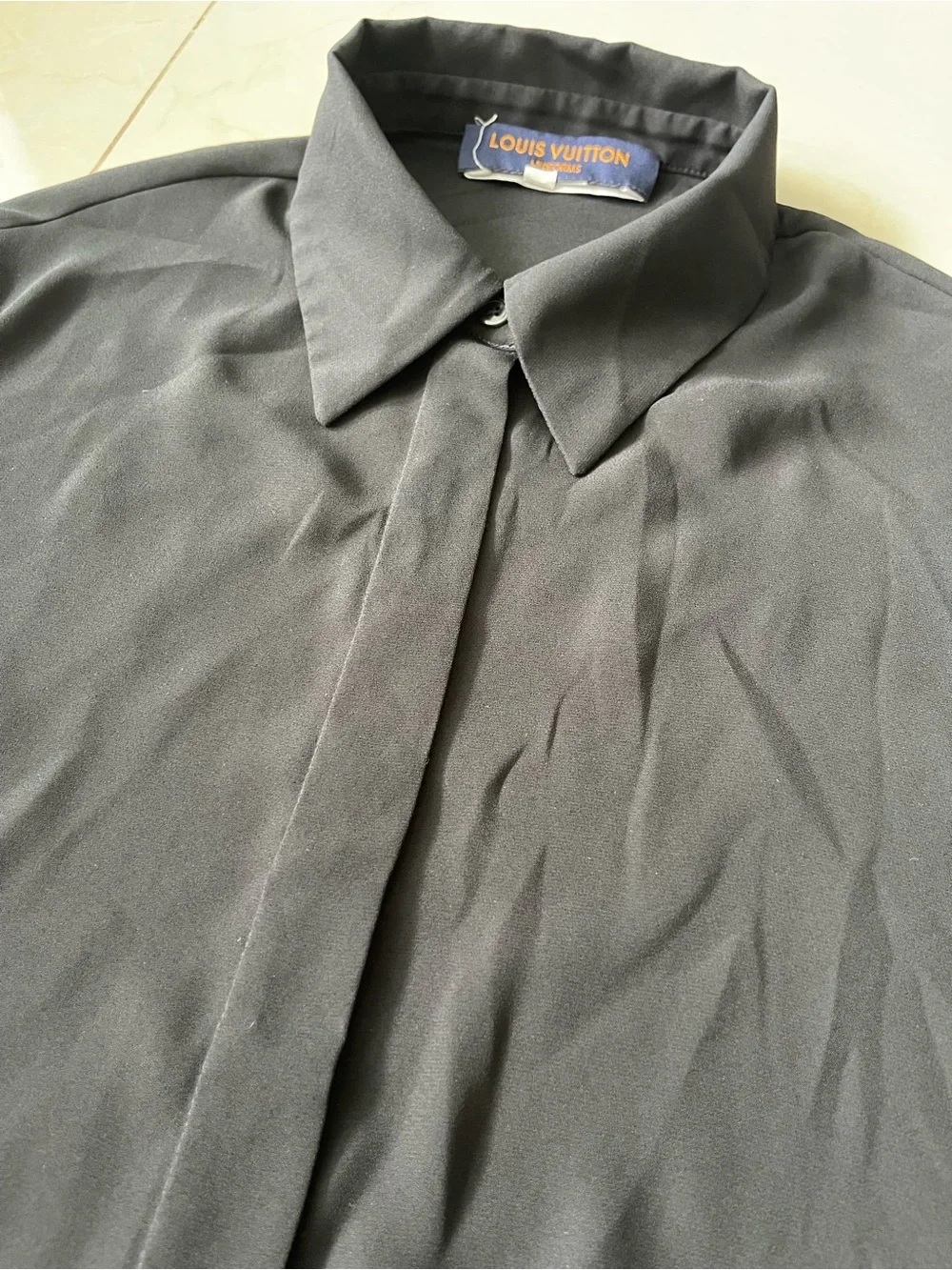 Louis Vuitton Uniform Black Long Sleeve Pleated Cuff Button-Up Blouse